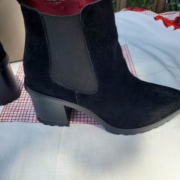 Franco Sarto Black Leather Suede Ankle Boot - Picture 5 of 12